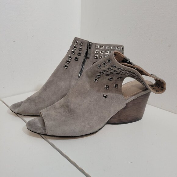 Donald Pliner Grey Suede Studded Open Toe Bootie Size 8.5 - Picture 1 of 5